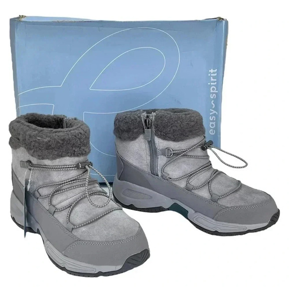 Easy Spirit Voyage Grey Leather Insulated Womens Ankle Boots Size 6M - Picture 10 of 11